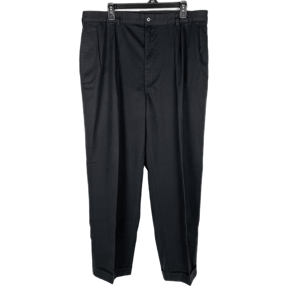 VTG Polo Ralph Lauren Golf Pants Mens 40X30 Black Classic Pleated Cotton Chino